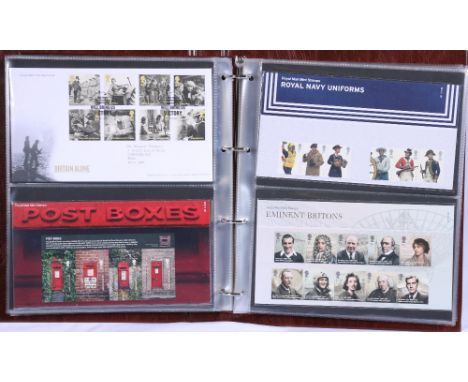 One album containing approx 48 mint stamp presentation packs and greetings stamps 2008-2011, estimated FV £206