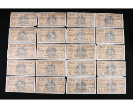 Bank of Scotland 43 £1 banknotes including 1945 (35) light brown reverse variety, 1946(6), 1947 (2) SC105a
