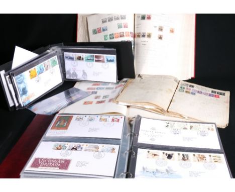 Two Ideal Postage Stamp albums containing 20th century used Commonwealth and World stamps, two albums of first day covers and