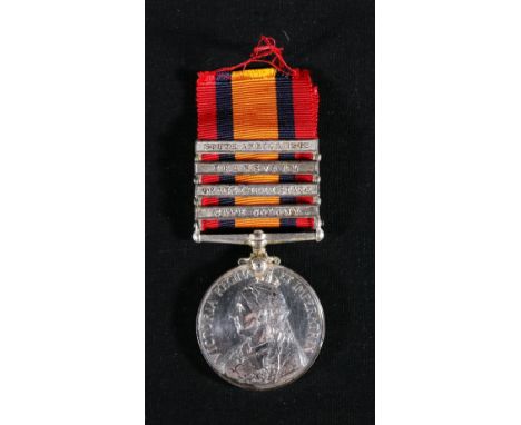 Boer War Queen's South Africa QSA medal with four clasps; Cape Colony, Orange Free State, Transvaal and South Africa 1902 to 