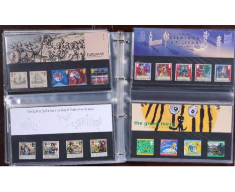 One album containing approx. forty-eight mint stamp presentation packs 1989-1994, estimated FV £75.