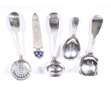 A William IV silver preserve spoonWith a shaped bowl, by William Rawlings Sobey, Exeter 1834, together with, a George III sil