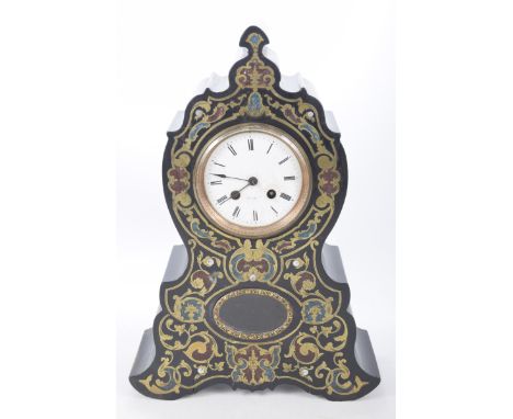 A 19th Century French ebonised glass and Mother of Pearl inlaid mantel clockWith a 10cm white dial signed Bennett, striking o