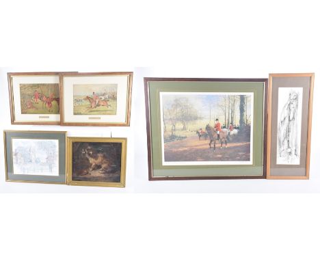 A pair of coloured prints of hunting scenes, early 20th CenturyThe first inscription 'His first ride with hounds', the second