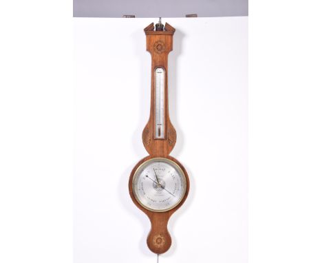 An early 19th Century banjo wall barometer by Italian Instrument Maker Giuseppe CruceWith an architectural pediment above an 