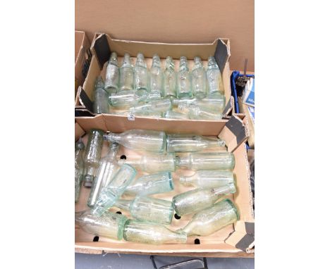 A large collection of vintage glass bottlesTo include Rothwell & Sons, Arkwright Street, Bolton, Medico Ltd, Chemists, Blackb