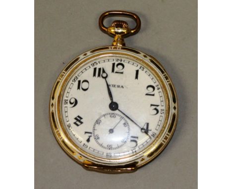 A SUPERB WIERAN GOLD AND FINE ENAMEL POCKET WATCH, the back with a scene of St. George and the Dragon.