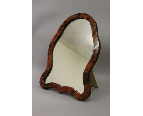 A 1920'S SHAPED TORTOISESHELL EASEL MIRROR.16ins high.