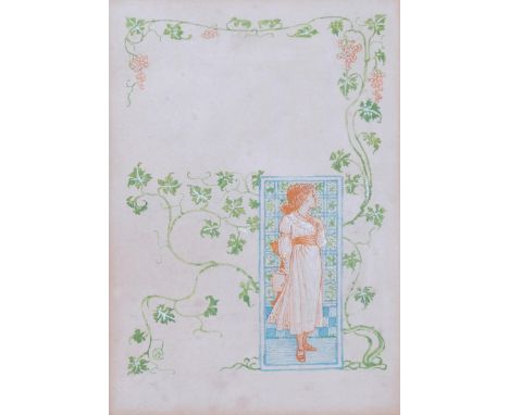 Walter Crane (1845 - 1915), design for a frontispiece, watercolour, signed with monogram, 17cm x 12cm, framedEven paper disco