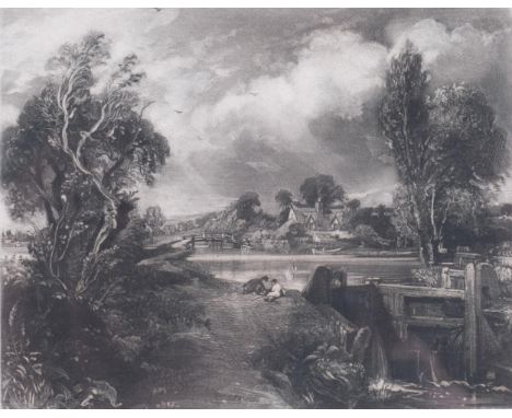 After John Constable, The Lock, rare David Lucas proof mezzotint, plate 14cm x 18cm, framedLight foxing in the margin