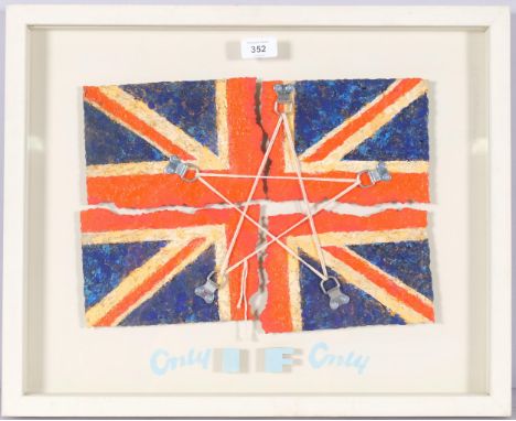 David Summers, Union flag, mixed media, oil composition, in cabinet frame, overall frame dimensions 43cm x 53cmVery good cond