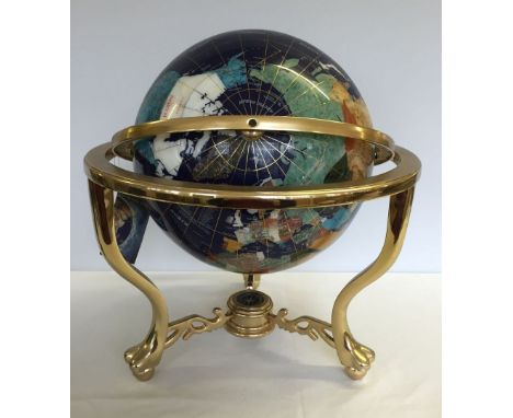 A large gemstone globe. 46cm (18 inches) tall.