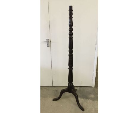 A tall turned wood standard lamp base. 155cm tall.
