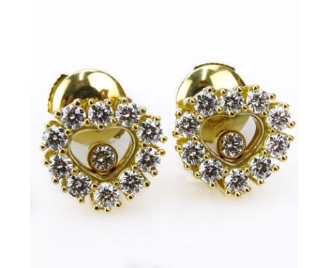 Chopard Happy Diamond Approx. 1.10 Carat Round Brilliant Cut Diamond and 18 Karat Yellow Gold Earrings. Diamonds F color, VS1