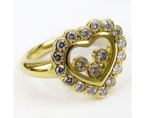 Chopard Happy Diamond Approx. 1.05 Carat Diamond and 18 Karat Yellow Gold Ring. Diamonds F color, VVS1 clarity. Signed Chopar