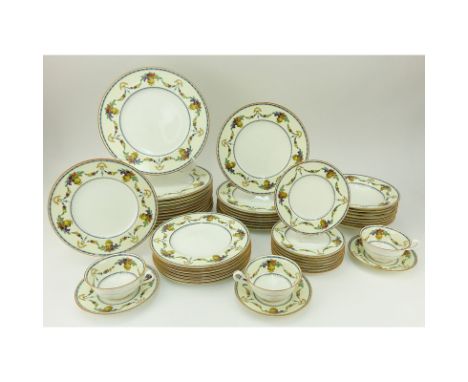 Sixty Six (66) Piece Cauldon England "Malverne" Fine China Dinnerware. Includes: 12 dinner plates, 8 Salad Plates, 8 desert p