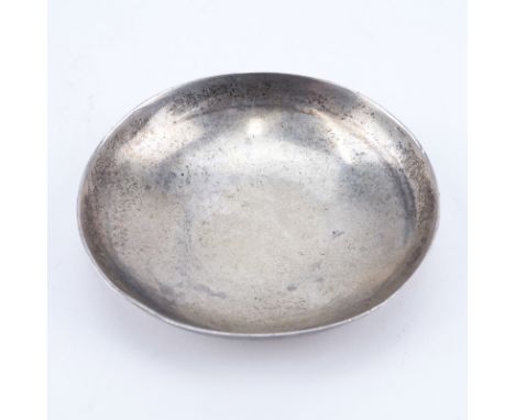 Vintage William Spratling, Mexico Sterling Silver Nut Dish. Signed. Surface wear from normal use. Measures 2-5/8" diameter. A