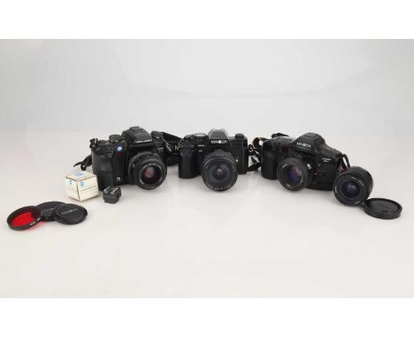 Including a Konica Minolta Dynax 7D, a Minolta 9000, and a Minolta Dynax 9xi, also with a Minolta AF 24mm f/2.8, a Minolta AF