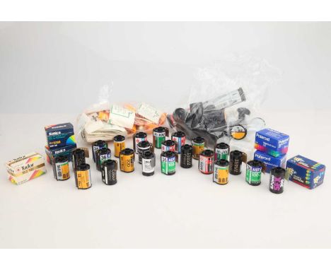 from makers including Kodak, Fujifilm, Polaroid, Tudor, Konica and more, all assumed to be expired, approx. 25 rolls, also wi
