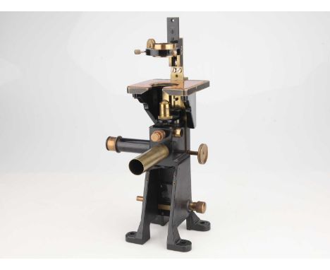 English, c.1910, engraved 'R &amp; J Beck, London', inverted microscope with a vertical illuminator glass, eyepiece and camer