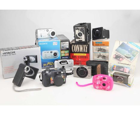including a Stongbow 110 Mini promotional camera, a Conway Box Camera, a Canon Ixus Z70, a Polaroid 35mm Camera, and more,
