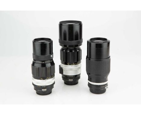 including Ai Zoom-Nikkor f/4.5 80-200mm, Nikkor-Q.C f/4 200mm and Nikkor-H f/4.5 300mm, bodies overall, G-VG, elements overal