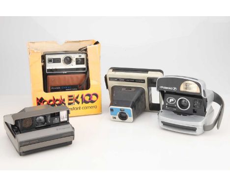 including a Kodak EK2 Instant Camera, a Kodak EK100 Camera in maker's box, a Polaroid Image System camera, and a Polaroid 600