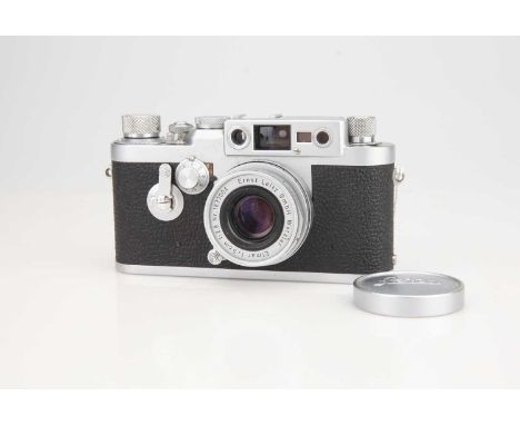 chrome, serial no. 969344, with Leitz Elmar f/2.8 50mm lens, chrome, serial no. 1633004, body, G-VG, shutter working, lens, F