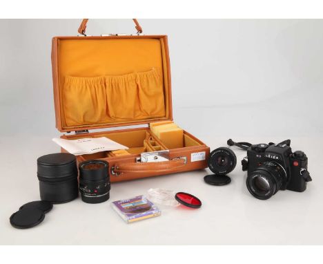 black, serial no. 1939094, body VG-E, shutter working when batteries are inserted, also with a Leitz Summicron-R 35mm f/2, bo