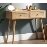 Frances Woven Rattan Dressing Table with Mirror, Natural. - R8.9. RRP £239.99. Natural materials
