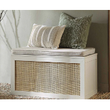 Frances Woven Rattan Double Storage Stool with Cushion, White. - R8.10. RRP £199.99. Our Frances