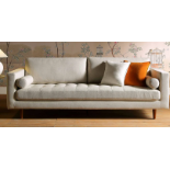 Henrietta Large 3-Seater Sofa, Beige Woven Fabric. - SOFARACKR16. RRP £799.99. Embracing mid-century