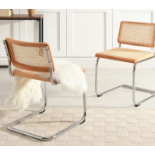 Cosenza Pair of 2 Dining Chairs, Cane & Chrome (Natural). - R8.10. RRP £319.99. With a solid beech
