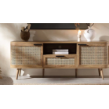 Izzy Curved Rattan 150cm TV Unit, Natural. - R8.8. RRP £349.99. Bringing natural vibe and