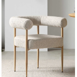 Fulbourn Taupe Boucle Dining Chair with Natural Wood Effect Legs. - R8.8. RRP £209.99. Well-