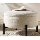 Amboise Round Storage Pouffe, Ecru Boucle. - R8.8. RRP £199.99. Adding the perfect finishing touch