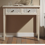 Chantilly Whitewashed Carved Console/ Dressing Table. - R8.8. RRP £289.99. Finished with a