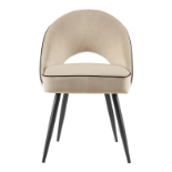 Oakley Champagne Velvet Upholstered Dining Chair with Contrast Piping. - r8.10. RRP £149.99. Updated
