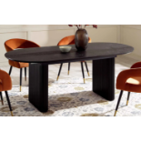 Maru Oval 6-8 Seater Extending Oak Pedestal Dining Table, Black. - R8.10. RRP £639.99. Our Maru
