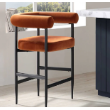 Fulbourn Rust Velvet Counter Stool with Black Legs. - R8.10. RRP £199.99. A cheerful addition to our