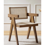 Jeanne Light Walnut Cane Rattan Solid Beech Wood Dining Chair. - R8.8. RRP £199.99. The cane