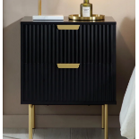 Richmond Ridged 2 Drawer Bedside Table, Matte Black. - R8.10. RRP £159.99. Our Richmond bedside