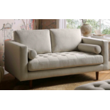 Henrietta 2-Seater Sofa, Beige Woven Fabric. - SOFARACKR16. RRP £599.99. Upholstered with