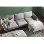 Obriel Grey Marl Fabric Sofa, Grande Chaise Sofa Right Hand Facing. - SOFARACKR16. RRP £1,399.99.