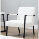 Hatton Steel Frame Boucle Accent Chair (White). - R8.9. RRP £199.99. Crafted with durable metal