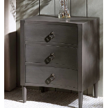Thalia Concave 3 Drawer Bedside Table, Silver Oak. - R8.10. RRP £279.99. Featuring distinctive