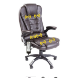 Executive Recline Padded Swivel Office Chair with Vibrating Massage Function, MM17 Brown. - R8.8.