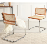 Cosenza Pair of 2 Dining Chairs, Cane & Chrome (Natural). - R19.4. RRP £319.99. With a solid beech