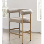 Fulbourn Taupe Boucle Counter Stool with Natural Wood Effect Legs. - R8.9. RRP £199.99. Well-