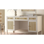 Frances Woven Rattan 3-Drawer Desk, White. - R8.9. RRP £319.99. Crafted from natural rattan and